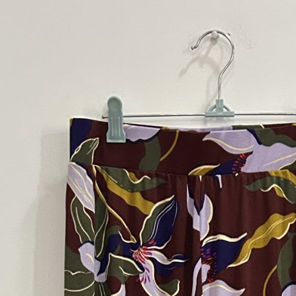 Elegant Burgundy Floral Wide Leg Pants - Boho Chic Trousers