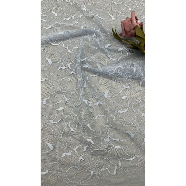 Luxury Embroidered Mesh Lace Sheer Soft Tulle with Delicate Floral Stitching for Elegant Evening Gowns
