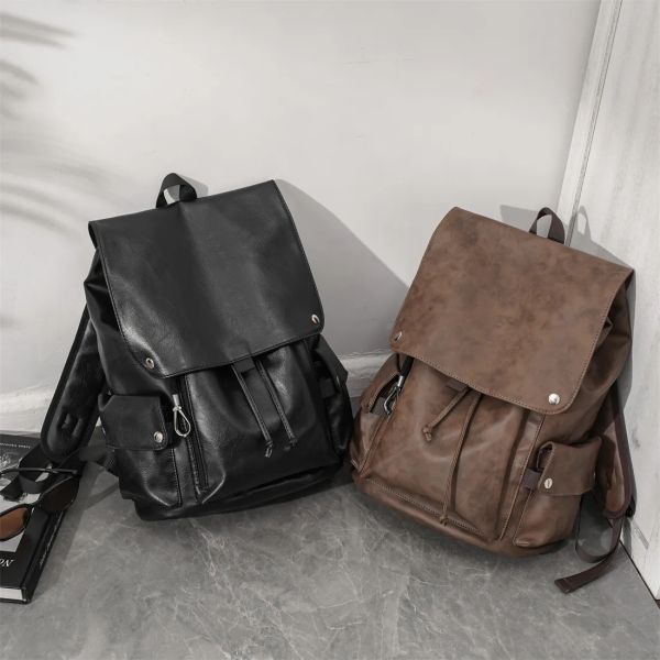 Leather Business Laptop Backpack , Daily Casual Laptop Backpack