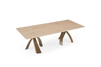 Commercial Furniture Dinning Table And Chair Rectangular Restaurant Metal Marble Dining Table Set