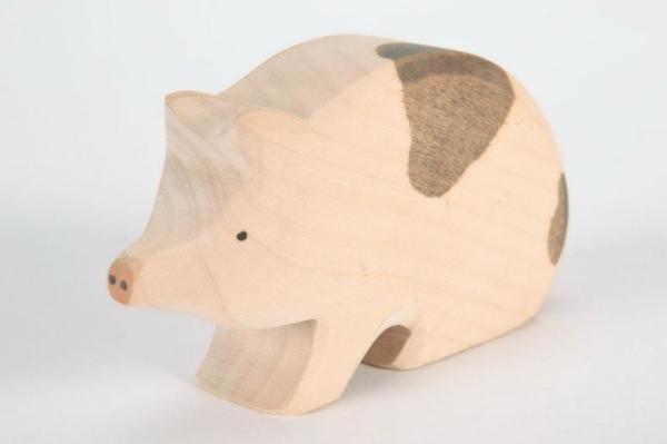 Carved Oak Beech Wooden Pig Toy Colourful Hand Eye Coordination Training
