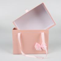 Logotipo personalizado Caixa de presente de caixote de papelão cor-de-rosa com fita rosa Caixas de presente de luxo