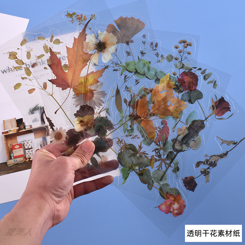 DIY Drip Glue Multiple Simulated Transparent Dried Flower Filling Decoration Materials Paper Hand Account Stickers Wholesale in Stock