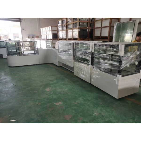 LED Lighting Corner Bakery Display Fridge Marble Base Display Anti Fog for Bakery Shop