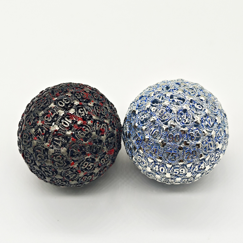 Customized Color Brass Material D100 Dice for DND RPG Hollow Spherical Dice