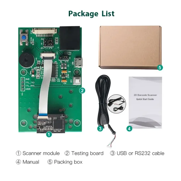 Mini 2D Barcode Scanner Module with 4mil Resolution 640*480 Image Sensor and 32-bit CPU
