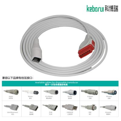 GE IBP Cable compatible for GE monitor to Abbott Transducer