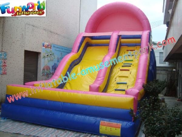 Pink Commercial Inflatable Slide Toys , 9L Inflatable Slide Slip For Childrens
