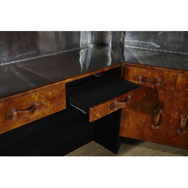 Antique Industrial Style Upholstered Tufted Leather Counter With Strong Storage