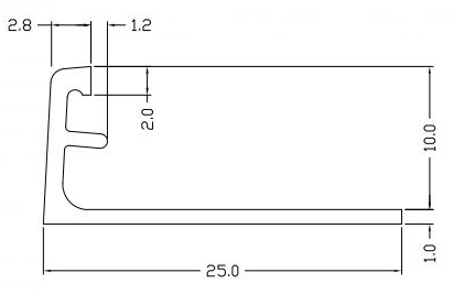 Anodized Nickel Aluminum L Trim 25mm Tile Trim For Hotel