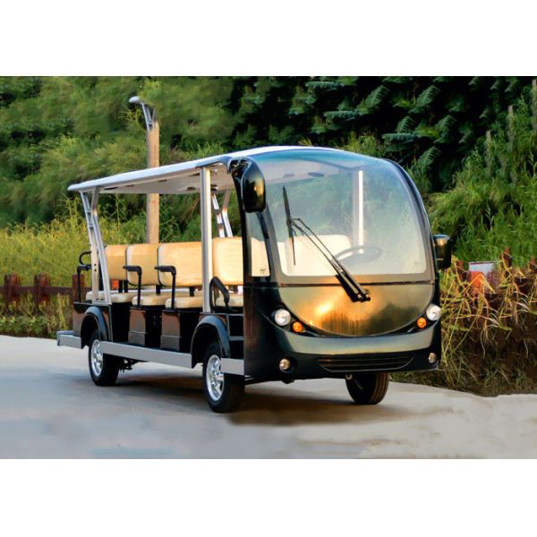 Black 14 Person Electric Sightseeing Bus 7.5KM Motor 72V Electric Sightseeing Car