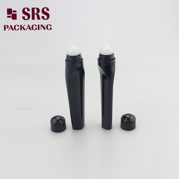 SRS packaging empty plastic black color 15ml PETG roller ball bottle