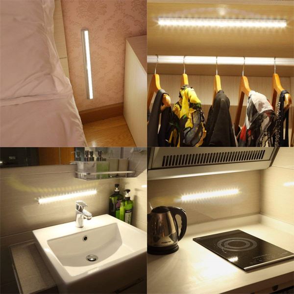 20 LED Under Cabinet Light Motion Sensor Rechargecable USB Night Light Closet Lamp Wardrobe Light for Indoor