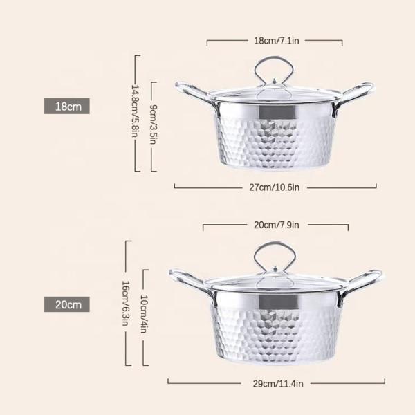 Amazon Top Seller Kitchen Cooking Ware Induction Stainless Steel 304 Korean Cookware Soup Pot