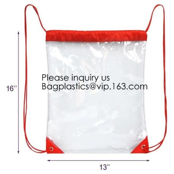 Clear Cinch Bags Traveling Sport Bags,Backpack with Front Zipper Mesh Pocket,Mesh Pocket and Bottle Mesh Poket,holder