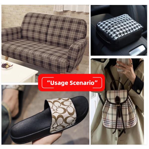 PVC Tech Cloth Scottish Plaid Pattern Artificial Synthetic Leather Sofa Bag Shoe Car Seat Belt Faux Leather Fabric
