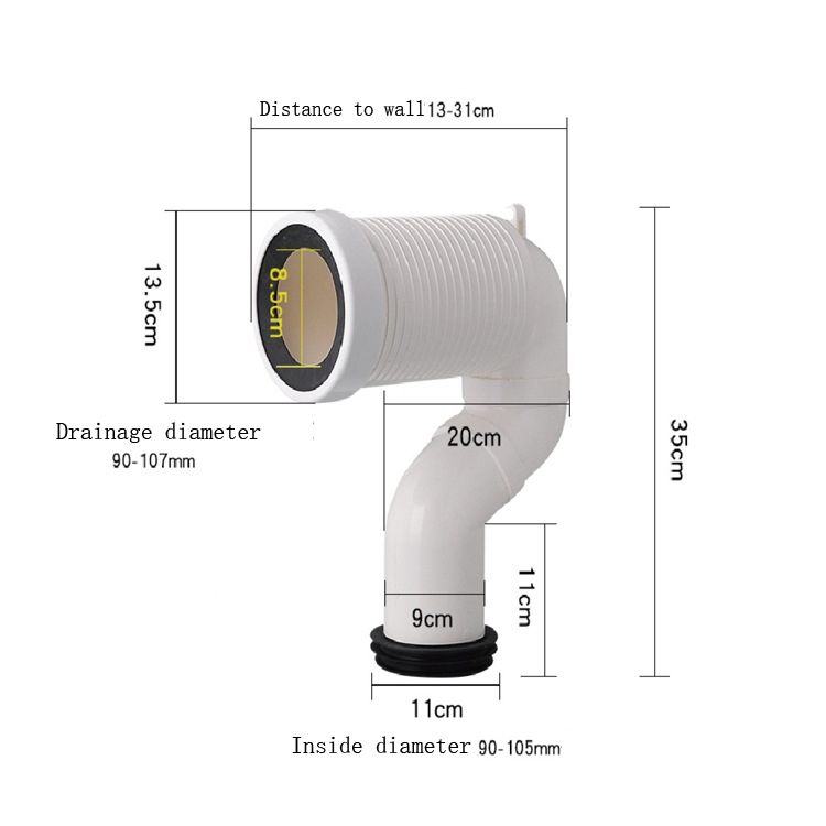 ABS Injection Molded Bathroom Sewage Pipe Outlet Wall Drain Elbow Switch Accessory