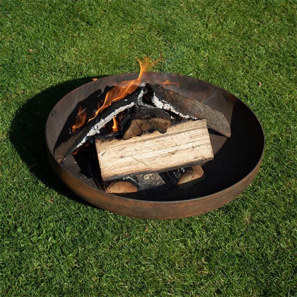 Outdoor Corten Steel Fire Pit Round Rustic Look For Garden Or Courtyard Furniture