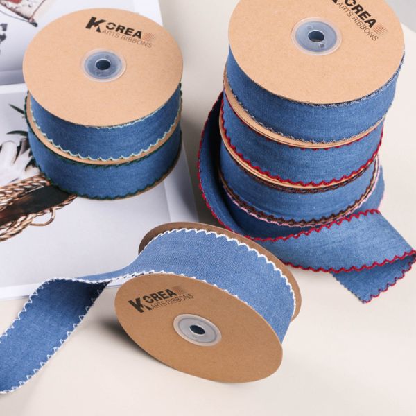 Décoration de vêtements Jeans ruban 38mm double face bord tissé