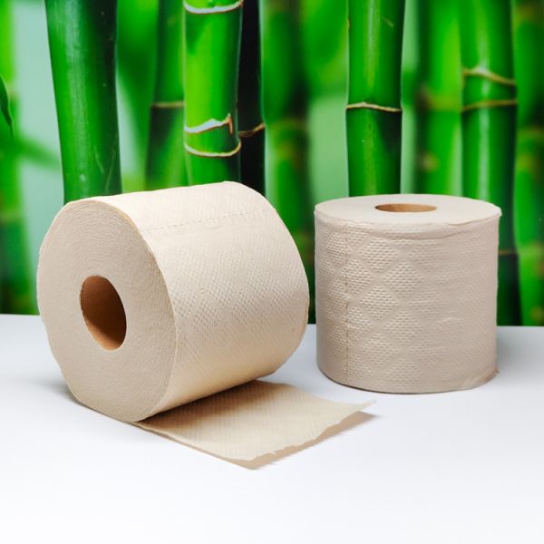 High quality Strong pure bamboo pulp cream beige 3ply 2 ply bamboo toilet paper