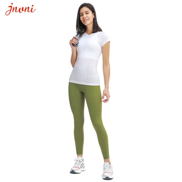 210gsm Women Silm Fit Short Sleeve Yoga Pullover Top Round Neck