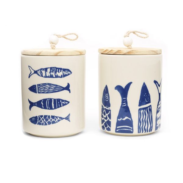 Геометрический океан Синий керамический контейнер настраивает чай кофе сахар хранилище банка для кухни с крышкой и кремниевым ри