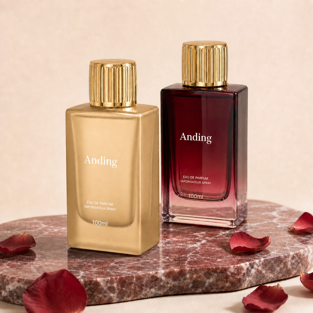 Anding Stock Wholesale Bulk Custom logo Rectangle Frosted Gradient Luxury Empty Perfume Bottle 100ml