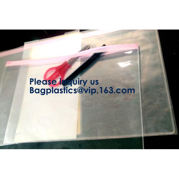 Document File Zip Bags with Hook Hanger Slider Stationary Pen Pencil Packaging Bags,Office Green Clear Zip Folders PVC F