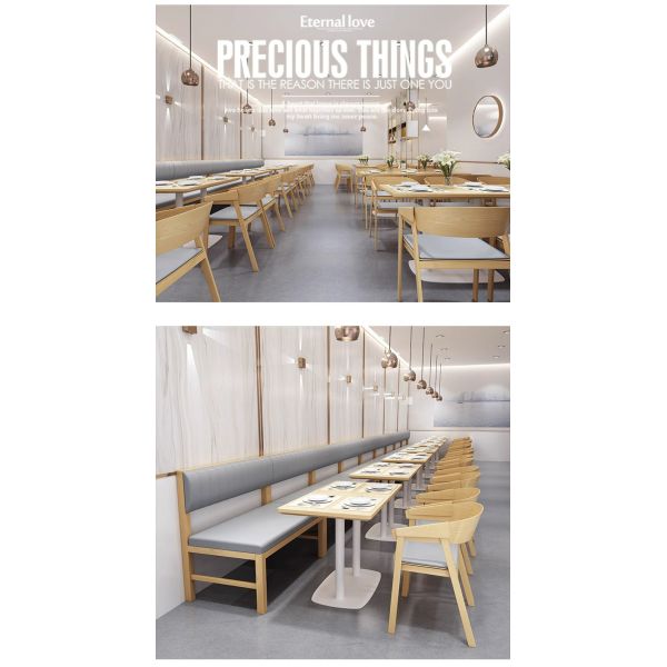 Modern Green Leather Restaurant Booth Seating Wooden Coffee Shop Table and Chair Fireproof Board Dining Table Set
