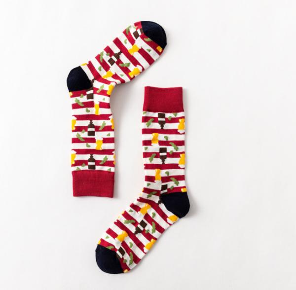 New style trendy men's socks knitting pattern autumn and winter tube socks cotton knee high socks