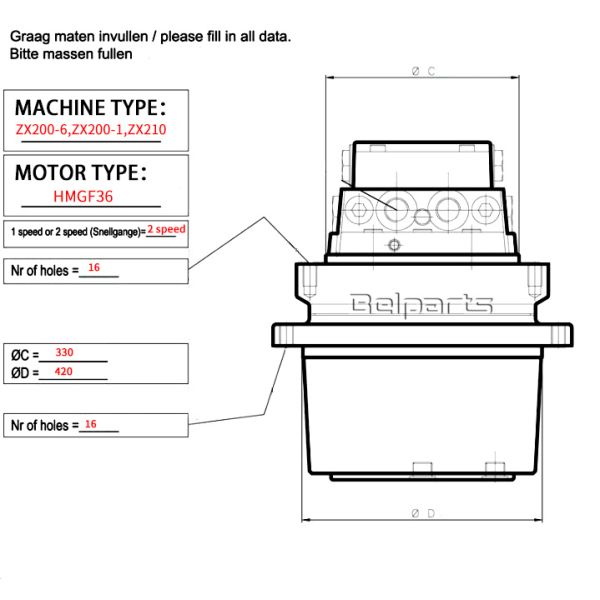 Assy 9191194 9199841 мотора перемещения Assy ZX200 ZX200-6 ZX200-1 ZX210 HMGF36 конечной передачи мотора перемещения экскаватора Belparts