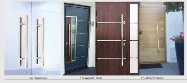 SUS304 Stainless Steel entry door handles set square tub H design W-DH602 glass door  handle wooden door handles