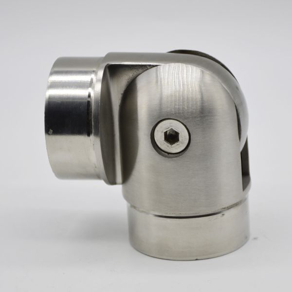 Stainless steel adjustabel tube connector 90 degree, material SS304, finishing satin or mirror, for tube 50.8mm