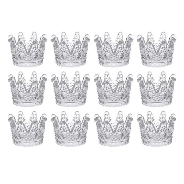 Romantic Crown Tea Light Mini Votive Candle Holders ,  Glass Cylinder Candle Holders For Party