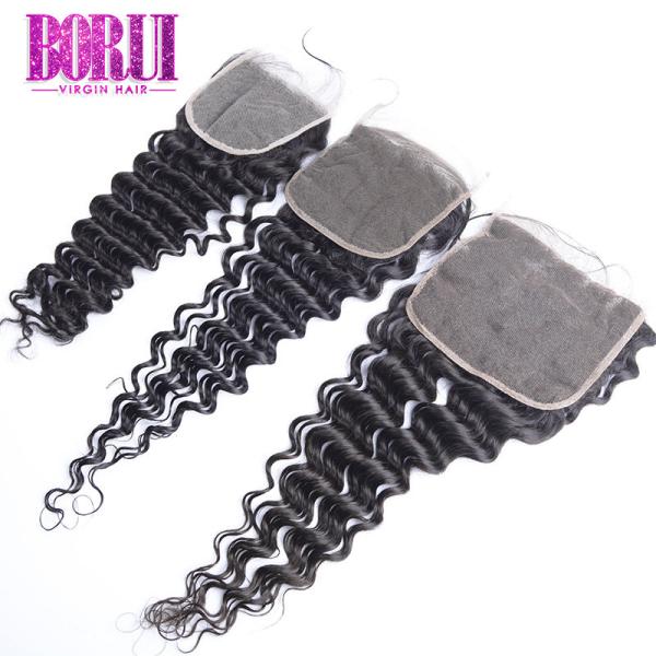 Raw Human Hair Lace Closure No Shedding Tangle Swiss Lace 4*4 Deep Wave