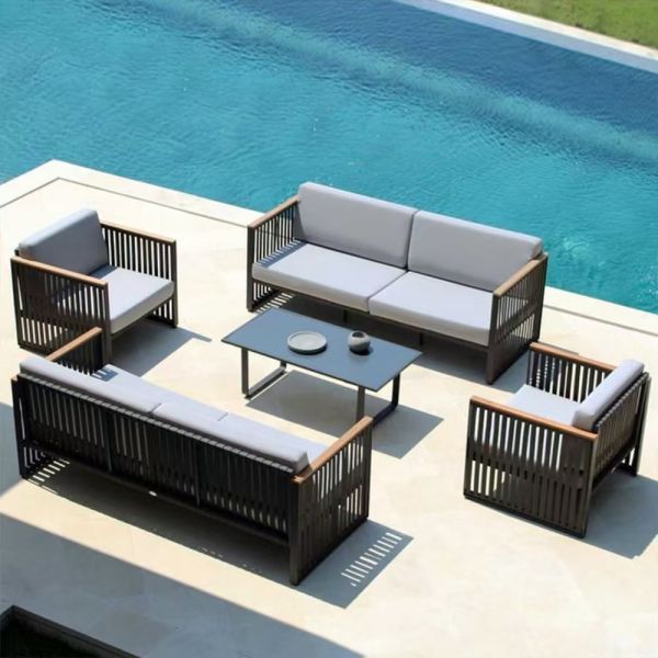 Modern Outdoor Aluminum Rattan Garden Sofa Chair Set Waterproof Eco-Friendly for Villa Apartment Courtyard & Leisure Lounge Use