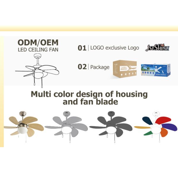 1stshine Ventilador de teto de baixa tensão Pervanesi Ventilador de teto com velocidade ajustável e cadeia de puxa