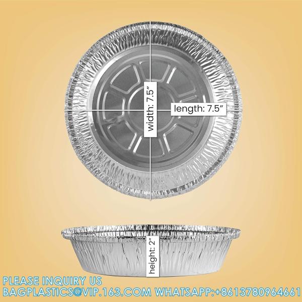 7.5 Inch Round Tin Foil Pans Disposable Aluminum, Freezer & Oven Safe - For Baking, Cooking, Storage, Roasting