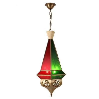 Lamp Luminous Flux lm 80 Handmade Copper Chandelier for Arab Muslim Vintage Style Stained Glass Interior Lighting Fixtures