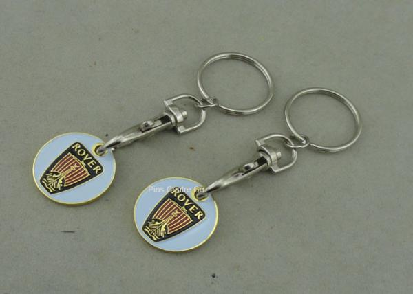 Customised Gold Color Trolley Token Keyring Personalised Rover Brass