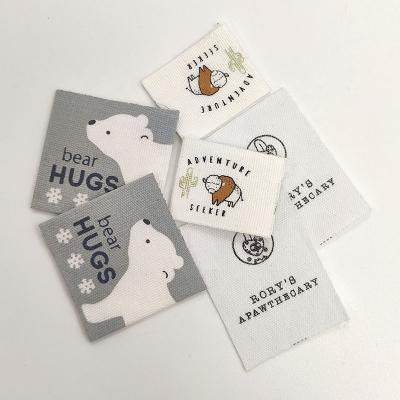 Name Custom Embroidered Clothing Baby Labels Cotton Tape Printed Custom Woven Logo Labels