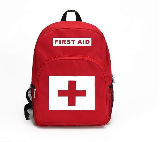 Camping First Aid Backpack Empty , Red Medical Backpack Bag Emergency Treatment