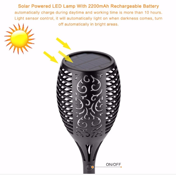 96 LED Waterproof Outdoor Landscape Decoration Dancing Flame Lighting Flickering Security Garden Solar torch light