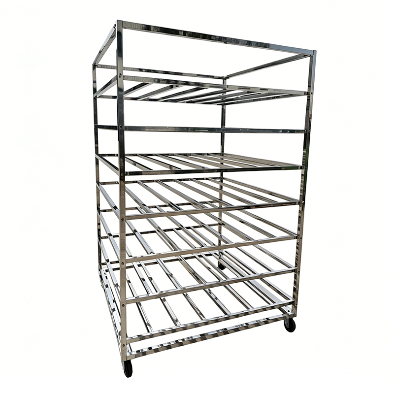 500kg Load Capacity Stainless Steel Rack Trolley 20 Layer 1.2mm Thick Heavy Duty Brake Caster Wheels
