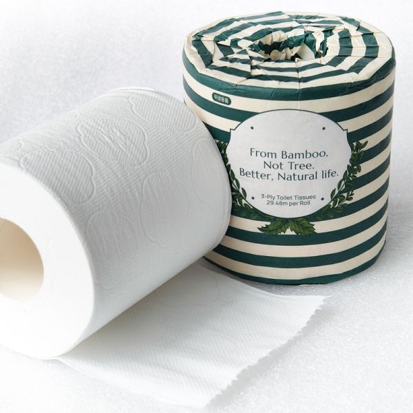 Custom 3-Ply Biodegradable Bamboo Toilet Paper Roll Soft Virgin Pulp Bathroom Tissue with Bamboo Towel Made-to-Order