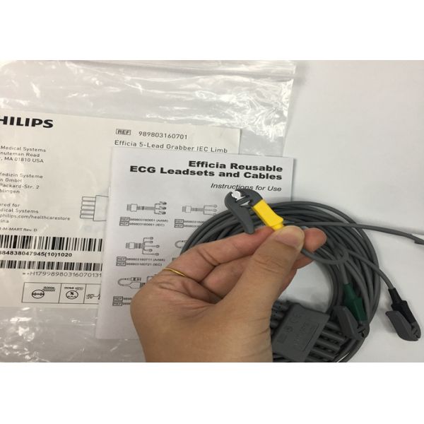 PHLIP Efficia Reusable 5 Lead ECG Cable IEC Limb For Adults