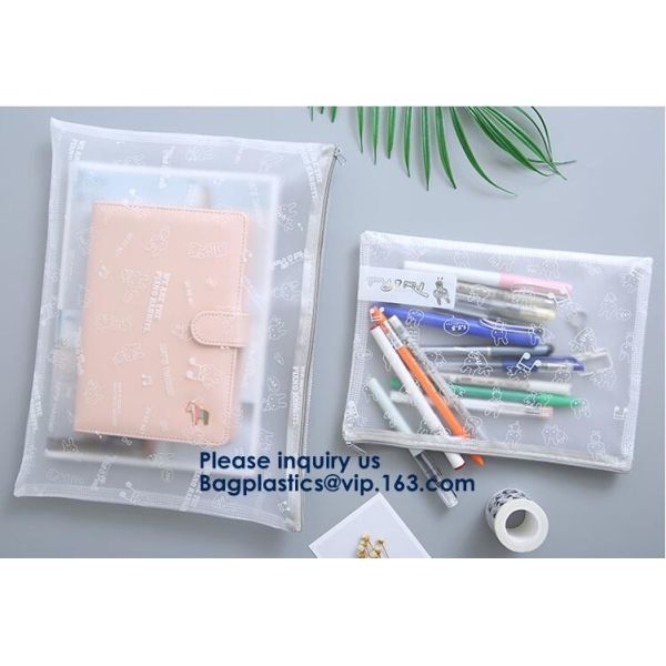 Promotional Custom Printed Pvc Vinyl Transparent Stationery Zip lockk Bags,Crossbody Stationery Set Zipper Pvc Bag Bagease