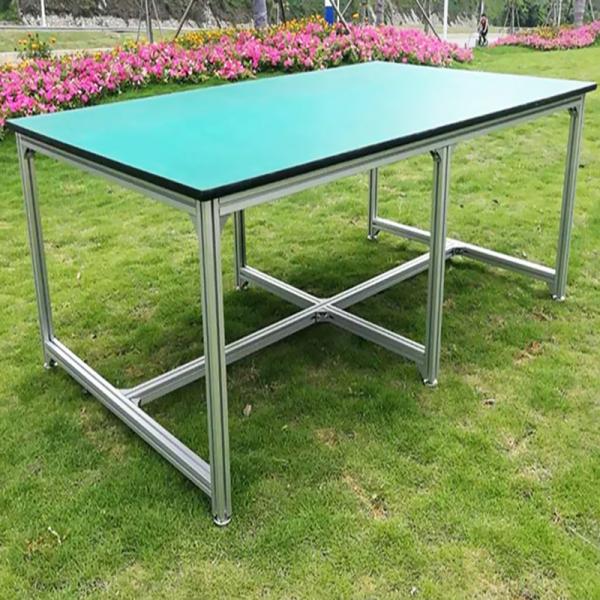 Banco de trabajo ESD de 240x120x185cm con soportes de flujo de perfil de aluminio