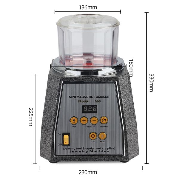 KT130 Polishing Machine Metal Grinding Jewelry Digital Display Magnetic Tumbler
