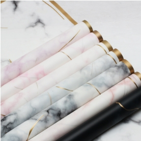 Gold Edge Marble Flower Wrapping Paper Border Plastic Opp Film Wrapping Paper Wholesale
